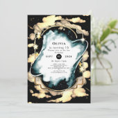 コズミックウォーターカラースペースバースデー 招待状 (スタンド正面)