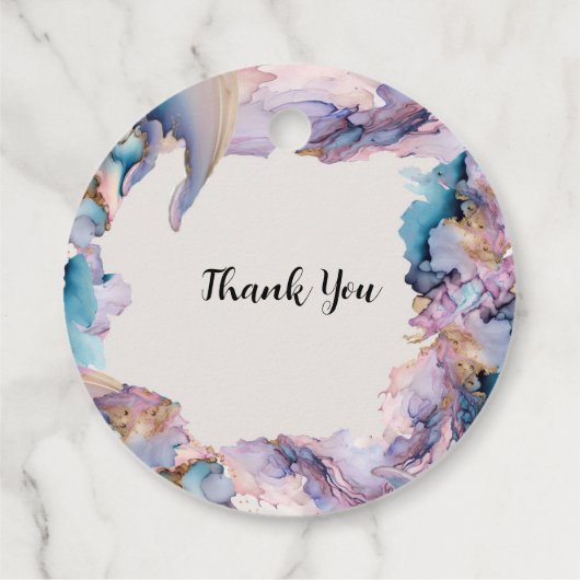 コズミックウォーターカラー結婚式の引き出物ラベル フェイバータグ (裏面)