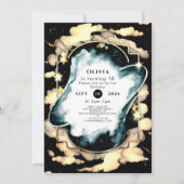 コズミックウォーター色宇宙誕生日 招待状 (正面)