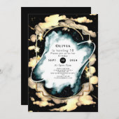 コズミックウォーター色宇宙誕生日 招待状 (正面/裏面)