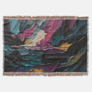 コズミックオーシャン抽象海景画 スローブランケット
