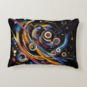コズミックオービットジオメトリ – 抽象芸術円とラインアート アクセントクッション (裏面)