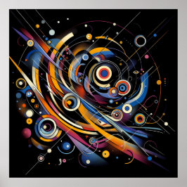 コズミックオービットジオメトリ – 抽象芸術円とラインアート ポスター