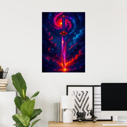 コズミックカタナソードと銀河系エネルギーファンタジー ポスター (ホームオフィス)