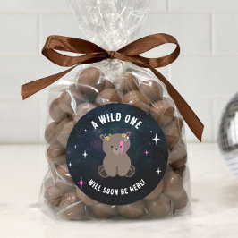 コズミックカッブスリーピーワイルドワンピンクガールベビーシャワー ラウンドシール