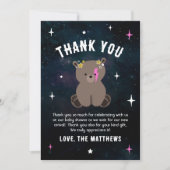 コズミックカッブワイルドワンピンクガールベビーシャワー サンキューカード (正面)