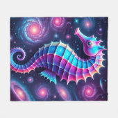 コズミックカラフルシーホース フリースブランケット (正面(横))