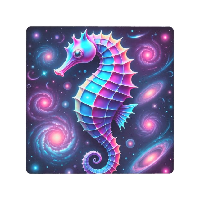 コズミックカラフルシーホース メタルプリント (正面)