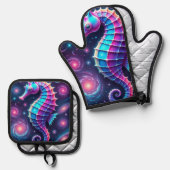 コズミックカラフルシーホース 鍋つかみ&鍋敷きセット (正面/裏面)