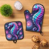 コズミックカラフルシーホース 鍋つかみ&鍋敷きセット (トップダウン)