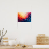 コズミックカラフルホライゾン – 鮮やか抽象芸術アート ポスター (キッチン)