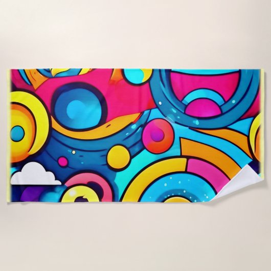 コズミックカーニバルアート ビーチタオル (正面)