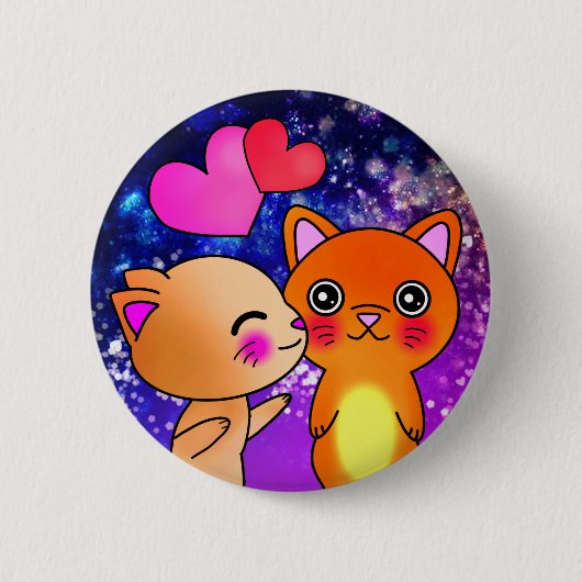 コズミックキッテンキャットイン宇宙キス 缶バッジ (正面)