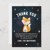 コズミックキツネワイルドワンピンクガールベビーシャワー サンキューカード (正面)