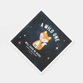 コズミックキツネワイルドワンピンクガールベビーシャワー スタンダードランチョンナプキン (角)