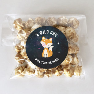 コズミックキツネワイルドワンピンクガールベビーシャワー ラウンドシール