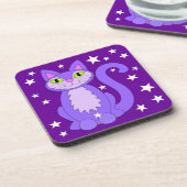 コズミックキャットカワイイ笑みを浮かべる漫画子猫紫 コースター (左側)