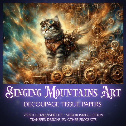 コズミックキャットスチームパンクギアアドベンチャーデカップージ 薄葉紙
