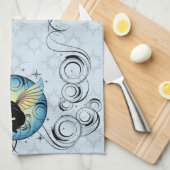 コズミックキャットムーンアンドスターズ キッチンタオル (四つ折り)