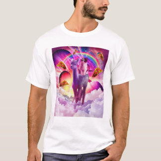 コズミックキャットライディングアルパカユニコーンTシャツ Tシャツ