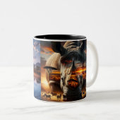 コズミックキリン – アフリカのサンセットコーヒーマグリノ ツートーンマグカップ (正面右)