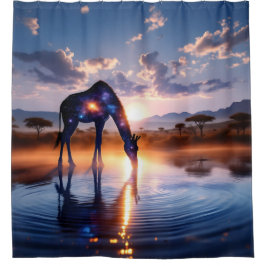 コズミックキリン – アフリカのサンセットシャワーカーテン シャワーカーテン