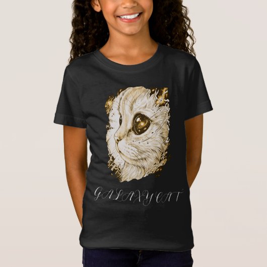 コズミックギャラクシーキャットのインクイラスト ネオン Tシャツ (正面)