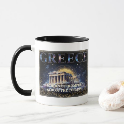 コズミックギリシャ古代テンプル天体アート マグカップ (ドーナツ)
