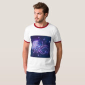 コズミッククラゲ 白/赤 ベーシック リンガー Tシャツ (正面フル)