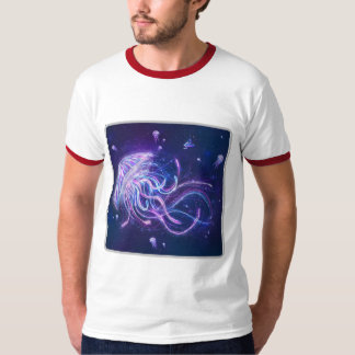 コズミッククラゲ 白/赤 ベーシック リンガー Tシャツ