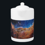 コズミッククリフスカリナネブラ宇宙ウェッブ望遠鏡<br><div class="desc">カリナ星雲のハート7600光年には、息を呑むような宇宙遠くにの暴力の場面がある。ここで、巨大なガス状の空洞の縁は巨大な壁のように立ち上がり、その表面は山や谷の幻想的な風景に彫刻された。これらの名前の適切な"コズミックの崖"は、我々が知っている岩の崖ではなく、ガスと塵の巨大な構造は、常に見えない若い星の怒りに衝撃を受けている。強い紫外線と恒星の風は高くそびえ遠くにる層で爆発し、宇宙粘土で働く彫刻家のように徐々にそれらを侵食する。しかし、破壊の中で、創造は反撃する。彫刻された柱とテンドリルの中に位置し、新しい星が発火し、色のタペストリーによってマークされ鮮やかた炎の生まれた場所。かつて不透明だった塵の雲は、ジェームズ・ウェッブ望遠鏡の鋭い赤外線の目に刺さり、星の風の原力と生まれたばかりの星の繊細なテンドリルの間の動的なダンスを明らかにする。「宇宙の崖」は、破壊と創造が永遠に絡み合う宇宙の連続ドラマの証しとなっている。 – このファイルはNASAによって作成されたた統一されため、州内のパブリックドメインにある。</div>