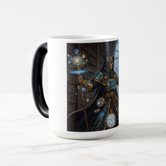 コズミッククロックワークメイジファンタジーSci-Fiアート モーフィングマグカップ (正面左)