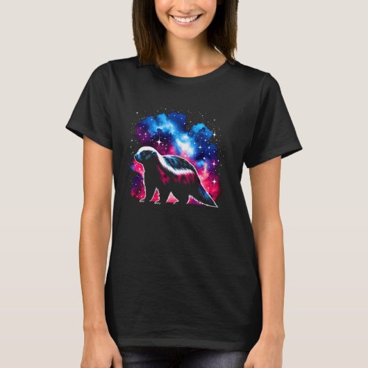 コズミッククールハニーバッジャー銀河系グラフィック宇宙アート Tシャツ (正面)