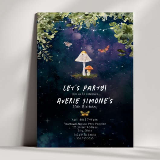 コズミックコテージオーレマッシュルームフォレストバースデーパーティー 招待状