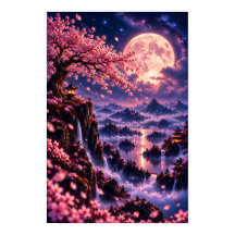 コズミックサクラ: 月下の花幻想スペースアート