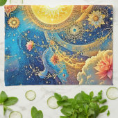 コズミックサンマンダラアート キッチンタオル (折り畳み)