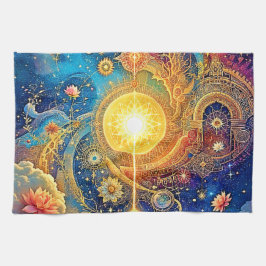 コズミックサンマンダラアート キッチンタオル