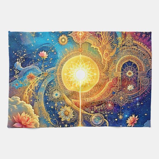 コズミックサンマンダラアート キッチンタオル (横)
