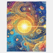 コズミックサンマンダラアート フリースブランケット (正面)