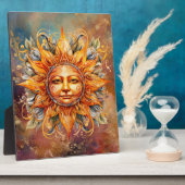 コズミックサン顔デジタルアートテーブルトップ フォトプラーク (側面)