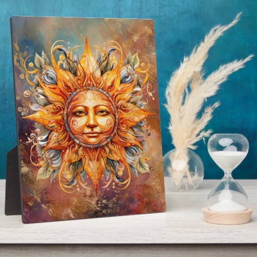 コズミックサン顔デジタルアートテーブルトップ フォトプラーク (側面)