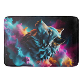 コズミックサーレアルファンタジーウルフ絵を描抽象芸術アート バスマット