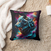コズミックシュレアルファンタジーウルフカスタム抽象芸術アート クッション (ブランケット)