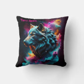 コズミックシュレアルファンタジーウルフカスタム抽象芸術アート クッション (裏面)