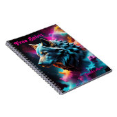 コズミックシュレアルファンタジーウルフカスタム抽象芸術アート ノートブック (右側)