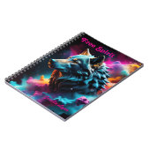 コズミックシュレアルファンタジーウルフカスタム抽象芸術アート ノートブック (左側)