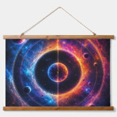 コズミックシンフォニー 天体の軌道と星雲のダンス 吊り下げ型タペストリー (正面)