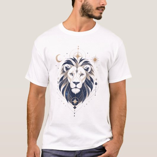 コズミックジオメトリックライオンTシャツ Tシャツ (正面)