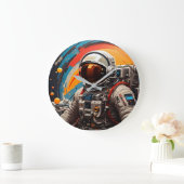 コズミックジャーニーレトロ宇宙ウォールクロック ラージ壁時計 (ホーム)