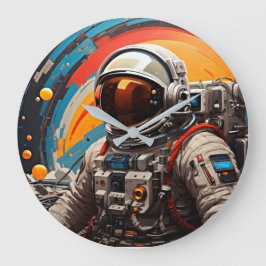 コズミックジャーニーレトロ宇宙ウォールクロック ラージ壁時計